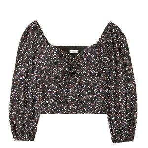 Long-Sleeve Cinched Front Cutout Top